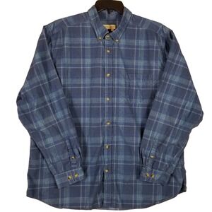 Territory Ahead Men XXL Blue Plaid Corduroy Button Down Shirt Long Sleeve Cotton